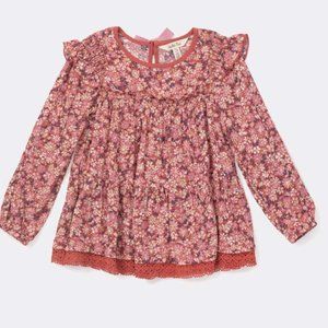 Alma Girls Floral Print Ruffle Top New With Tags Size 4